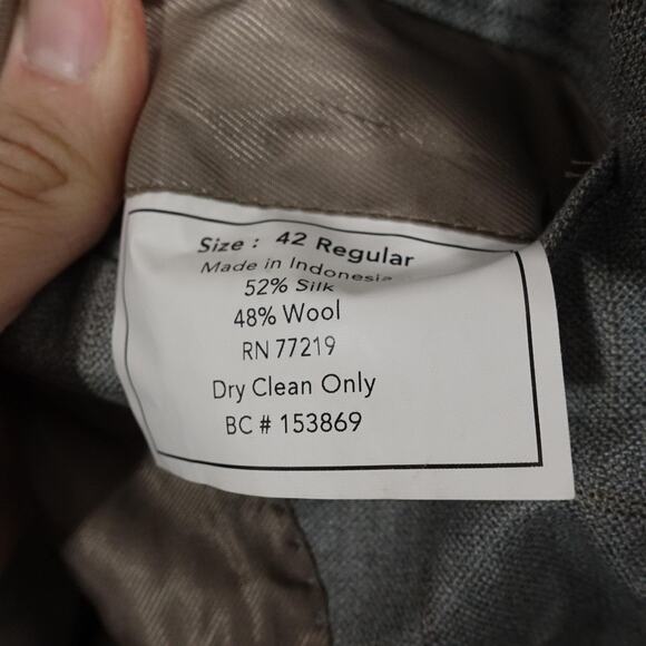 Pronto Uomo Platinum Sport Coat Mens 42R Gray Silk Wool Windowpane Blazer - Picture 11 of 13